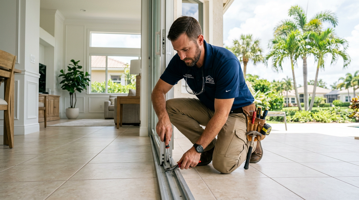 Palm Beach Gardens Monthly Home Maintenance Schedule (2026) Professional handyman working on a home repair in Palm Beach Gardens, Palm Beach County home