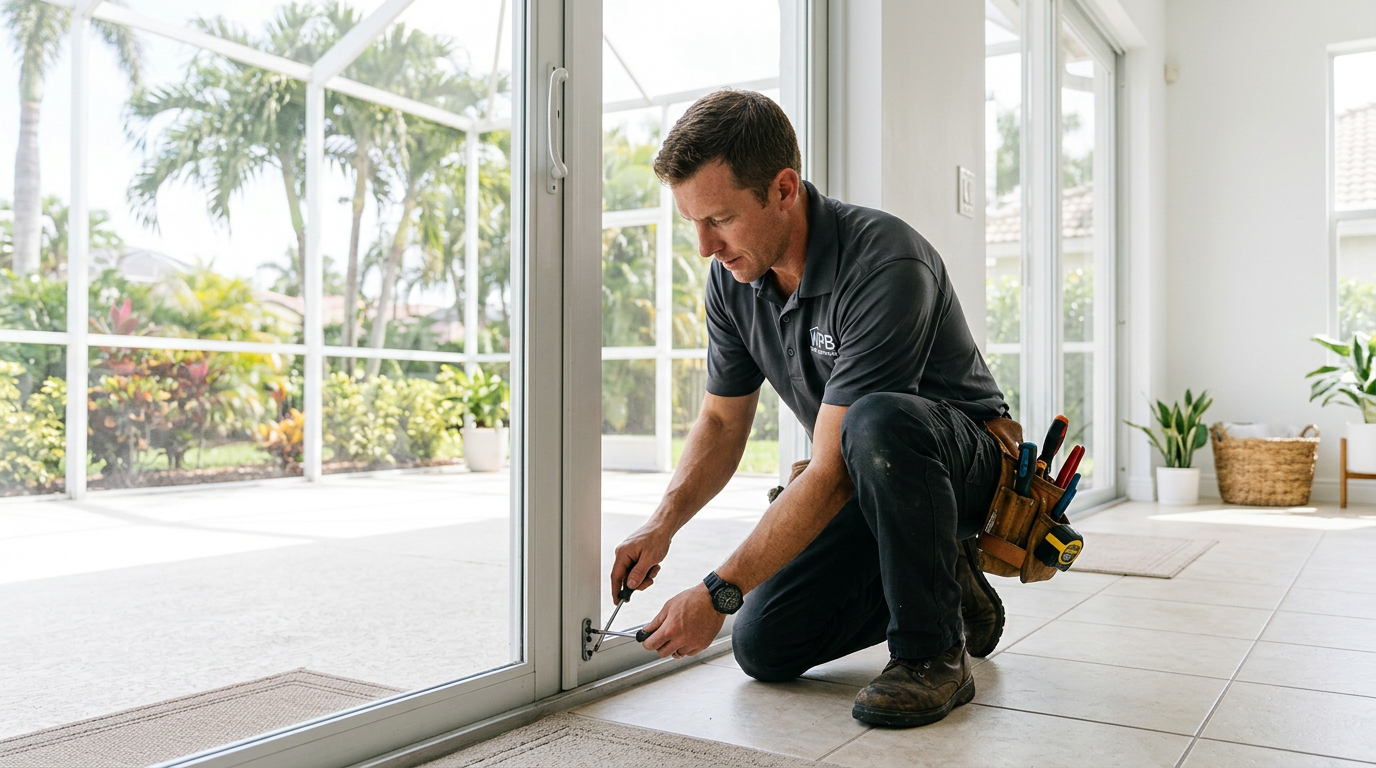 Professional handyman working on a home repair in West Palm Beach, Palm Beach County home