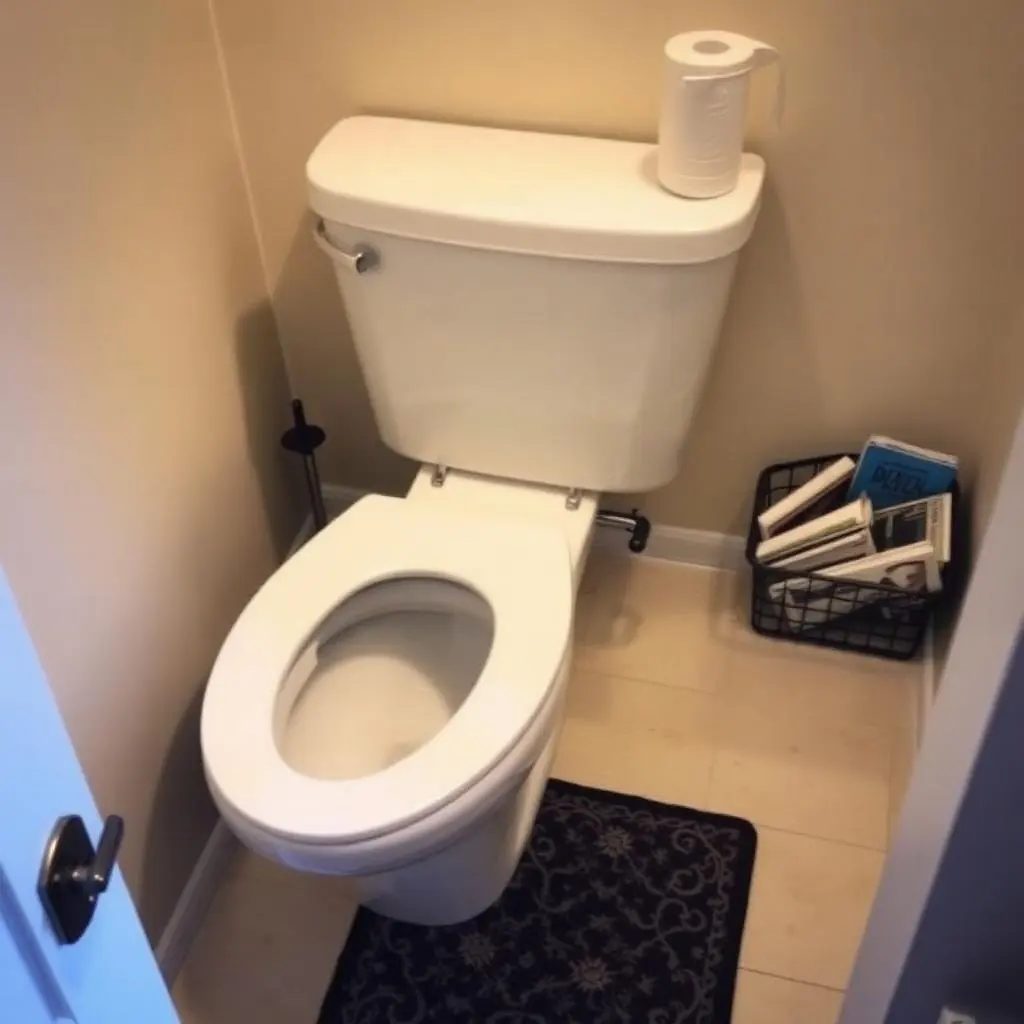 Bathroom toilet replacement in Delray Beach guest bath with new comfort height white toilet on tile floor