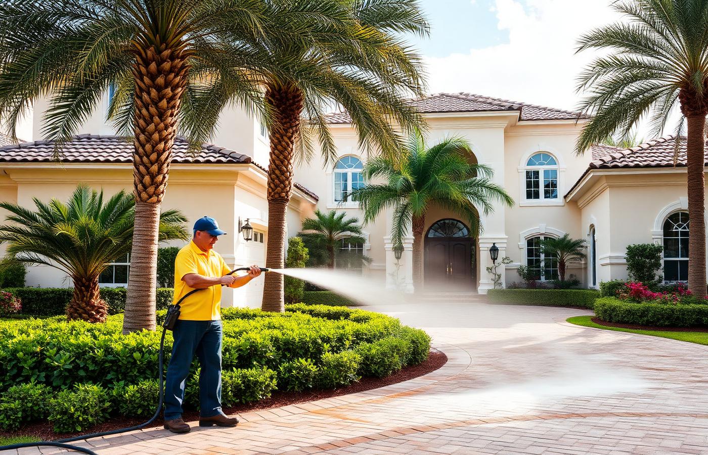Paver driveway soft-wash — Palm Handyman Palm Beach Gardens